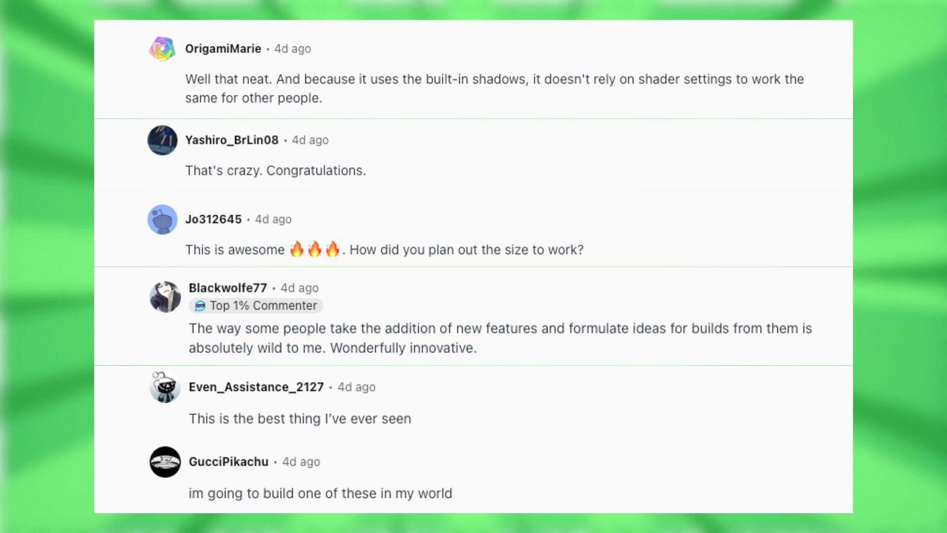 Redditors react to the sundial build in the game (Image via Reddit)